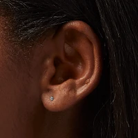 C LUXE by Claire's Silver-tone Titanium Cubic Zirconia 2mm Round Flat Back Stud Earrings