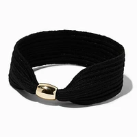 Flat Black Gold-tone Beaded Hair Ties - 3 Pack 