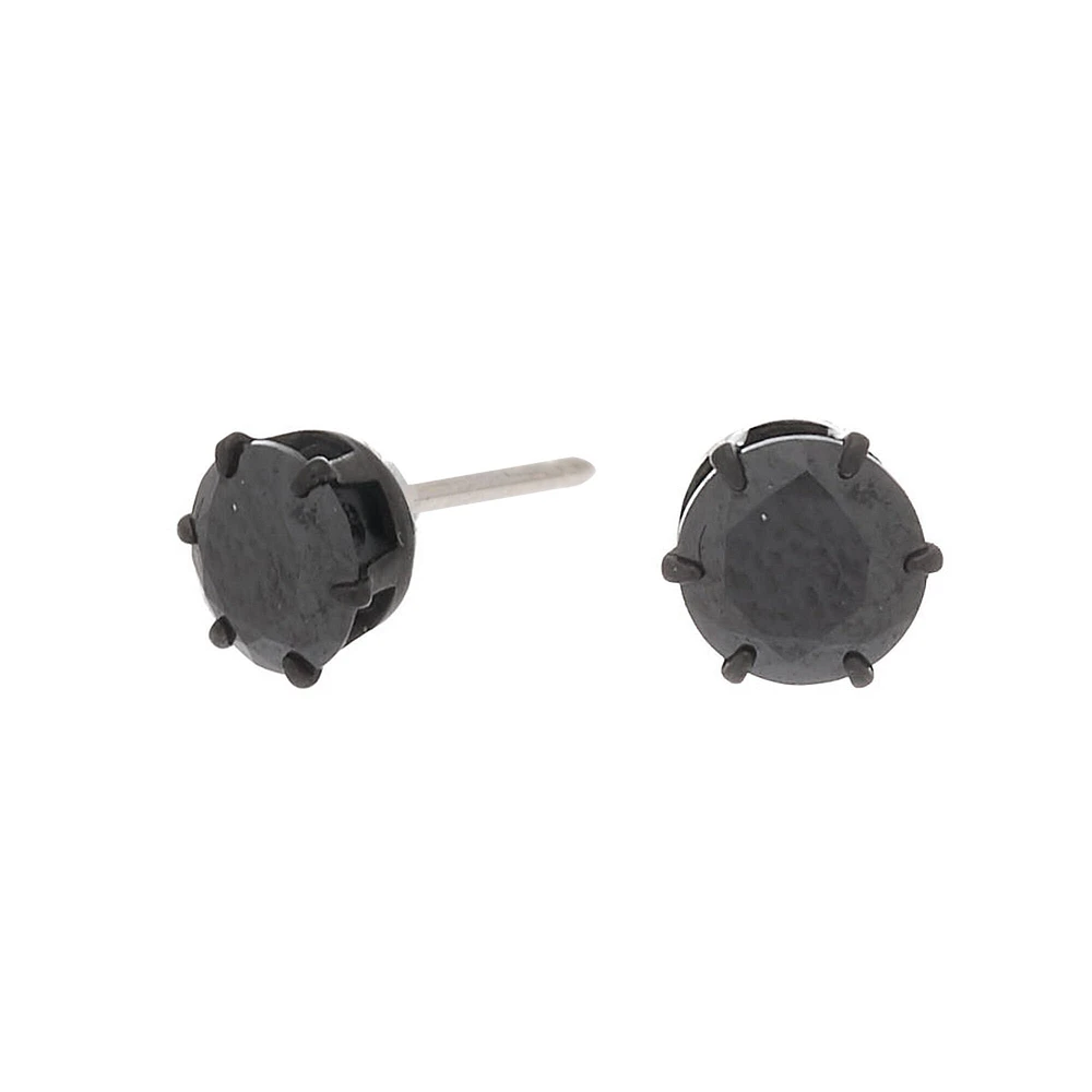 C LUXE by Claire's Black Titanium Cubic Zirconia 5mm Round Stud Earrings