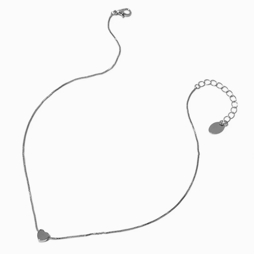 Silver-tone Mini Heart Slider Pendant Necklace