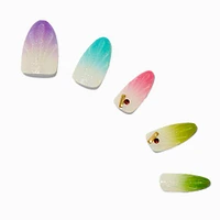 Holographic Seashell Long Almond Vegan Faux Nail Set - 24 Pack