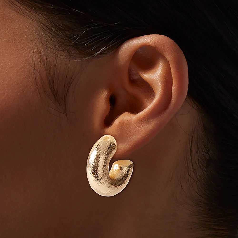 Gold-tone Thick Foil Hoop Earrings