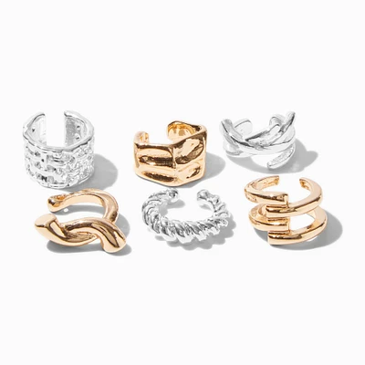 Mixed Media Stackable Ear Cuffs - 6 Pack