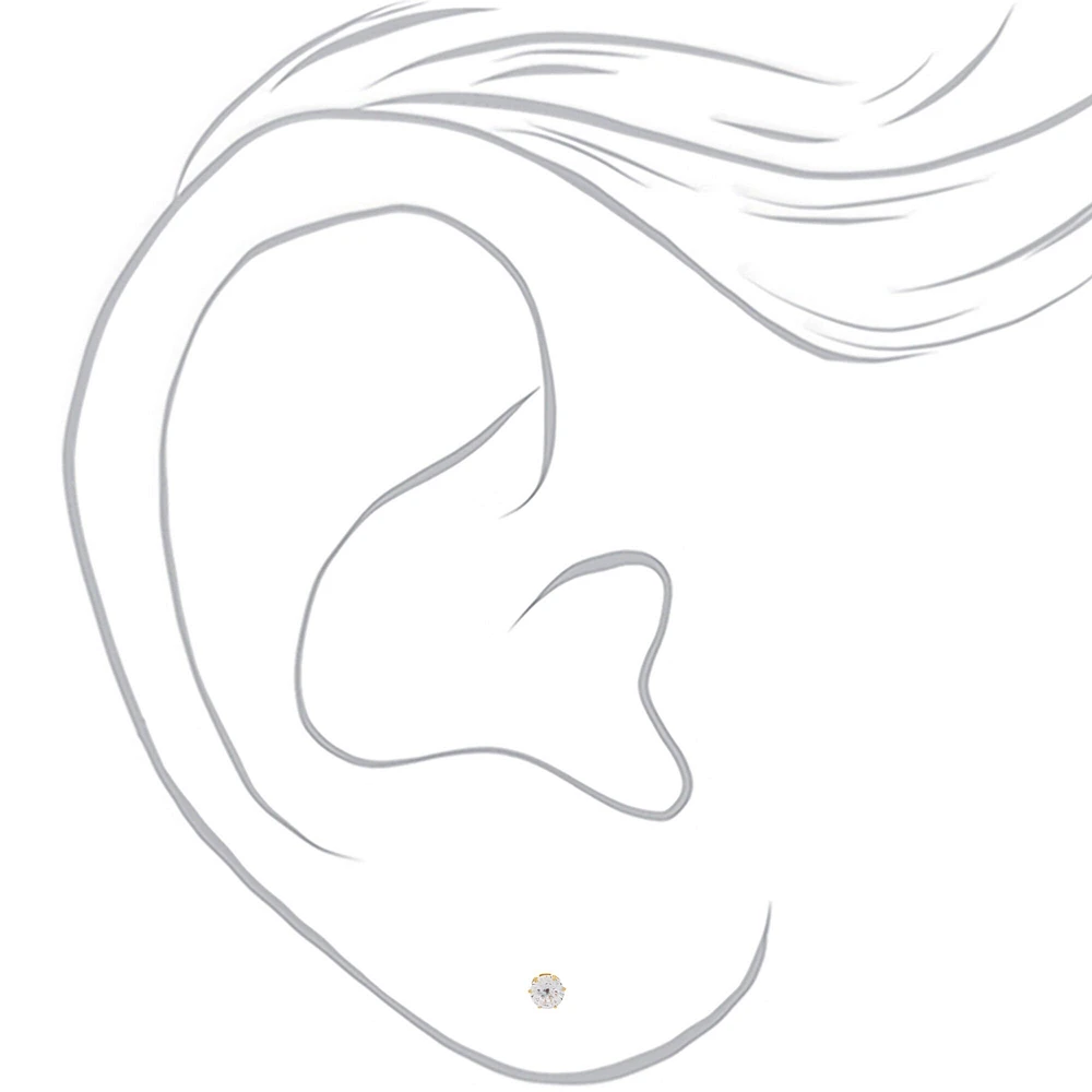 C LUXE by Claire's Gold-tone Titanium Cubic Zirconia 5mm Round Stud Earrings