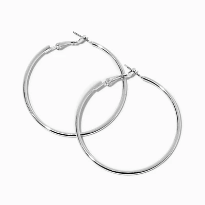 Silver Large 50mm Hoop Earrings