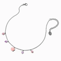 Claire's Club Pink Rose & Pearl Charm Necklace