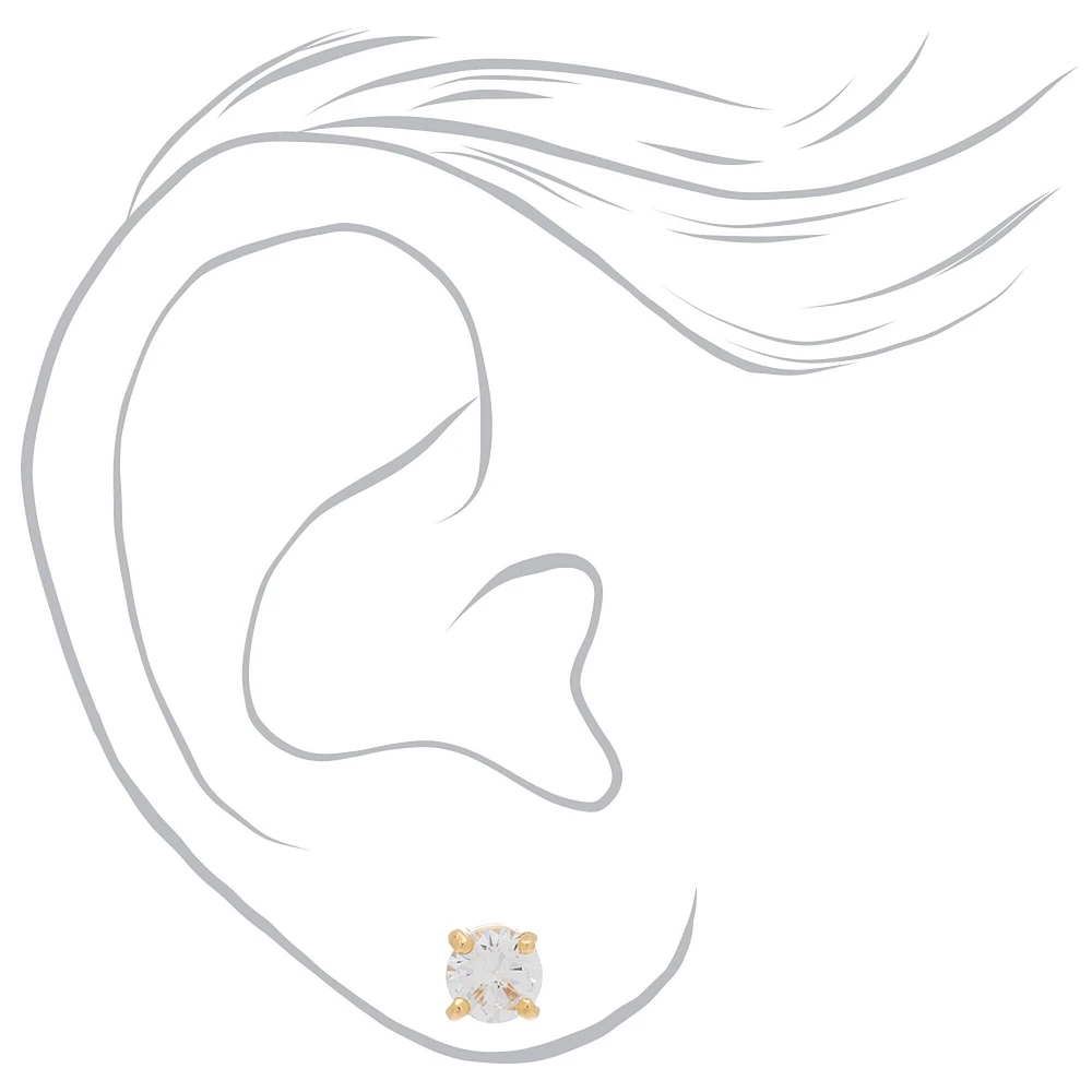 C LUXE by Claire's 18kt Gold Plated Cubic Zirconia 6mm Round Stud Earrings