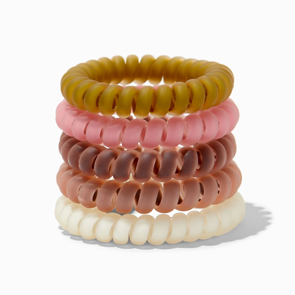 Matte Boho Spiral Hair Ties - 5 Pack