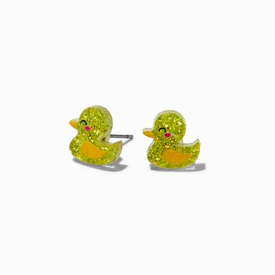 Yellow Rubber Duck Acrylic Stud Earrings 