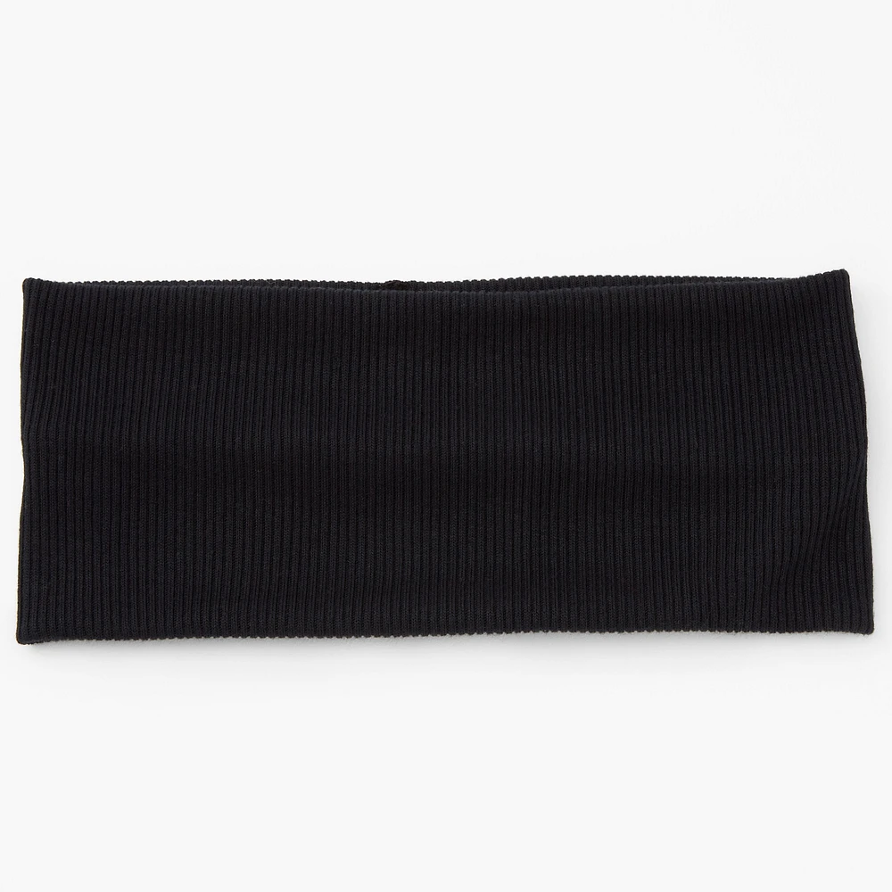 Black Flat Ribbed Headwrap