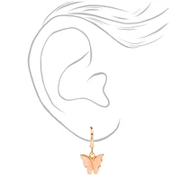 Pink Butterfly 10mm Hoop Earrings