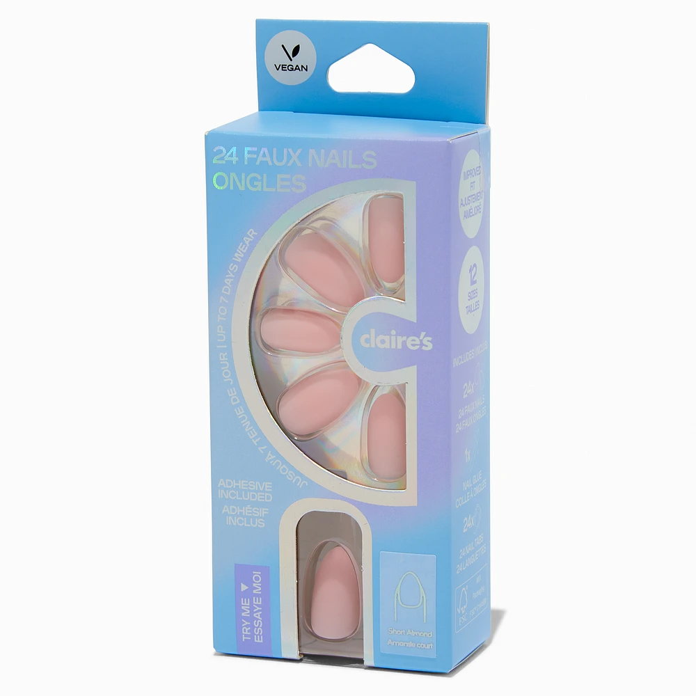 Baby Pink Short Almond Vegan Faux Nail Set - 24 Pack