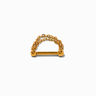 16G Gold-tone Stainless Steel Threadless Septum Nose Stud 