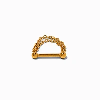 16G Gold-tone Stainless Steel Threadless Septum Nose Stud 