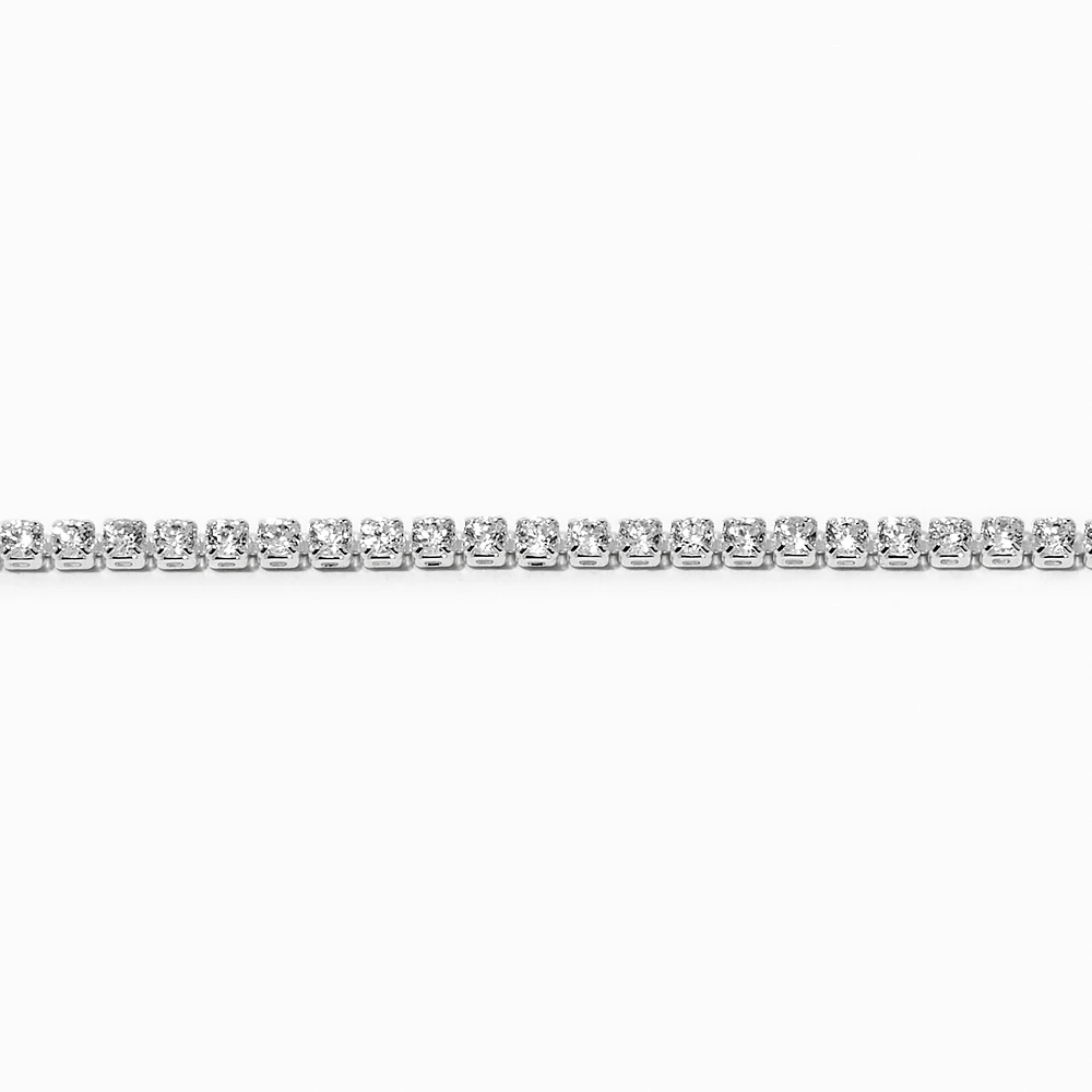 Silver-tone Cubic Zirconia Tennis Bracelet