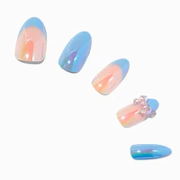 Blue 3D Bow Stiletto Vegan Faux Nail Set - 24 Pack