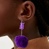 Purple Gummy Bears® Pom Pom 3'' Drop Earrings