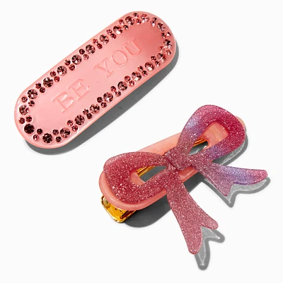 T H E M E x Claire's Pink Be You Bow Hair Clips - 2 Pack