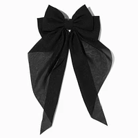 Black Long Tail Hair Bow Clip