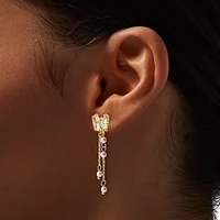 Pink Butterfly Fringe Drop Earrings