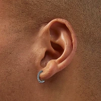 C LUXE by Claire's Silver-tone Titanium Crystal Flatback Hoop Earrings