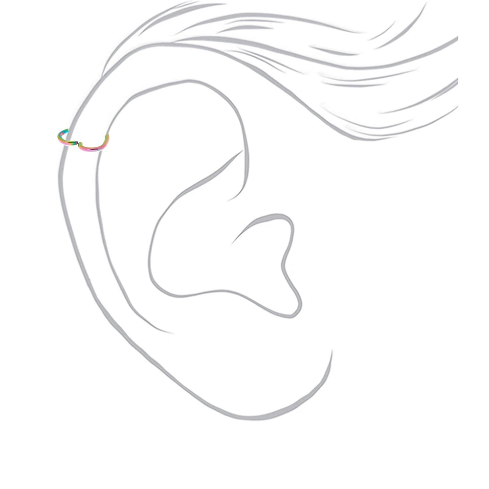 Mixed Metal Titanium 16G Anodized Heart Cartilage Hoop Earrings - 3 Pack