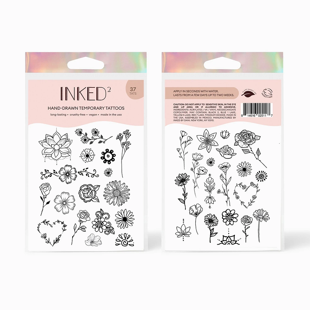 INKED2 Floral Pack Temporary Tattoos