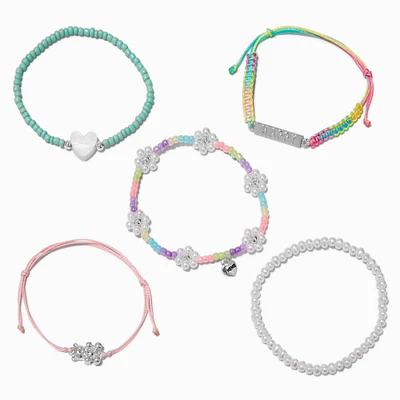T H E M E x Claire's ''Happy'' Beaded Bracelet Set - 5 Pack