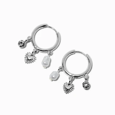 Silver-tone 16mm Charm Clicker Hoop Earrings