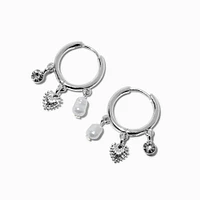 Silver-tone 16mm Charm Clicker Hoop Earrings