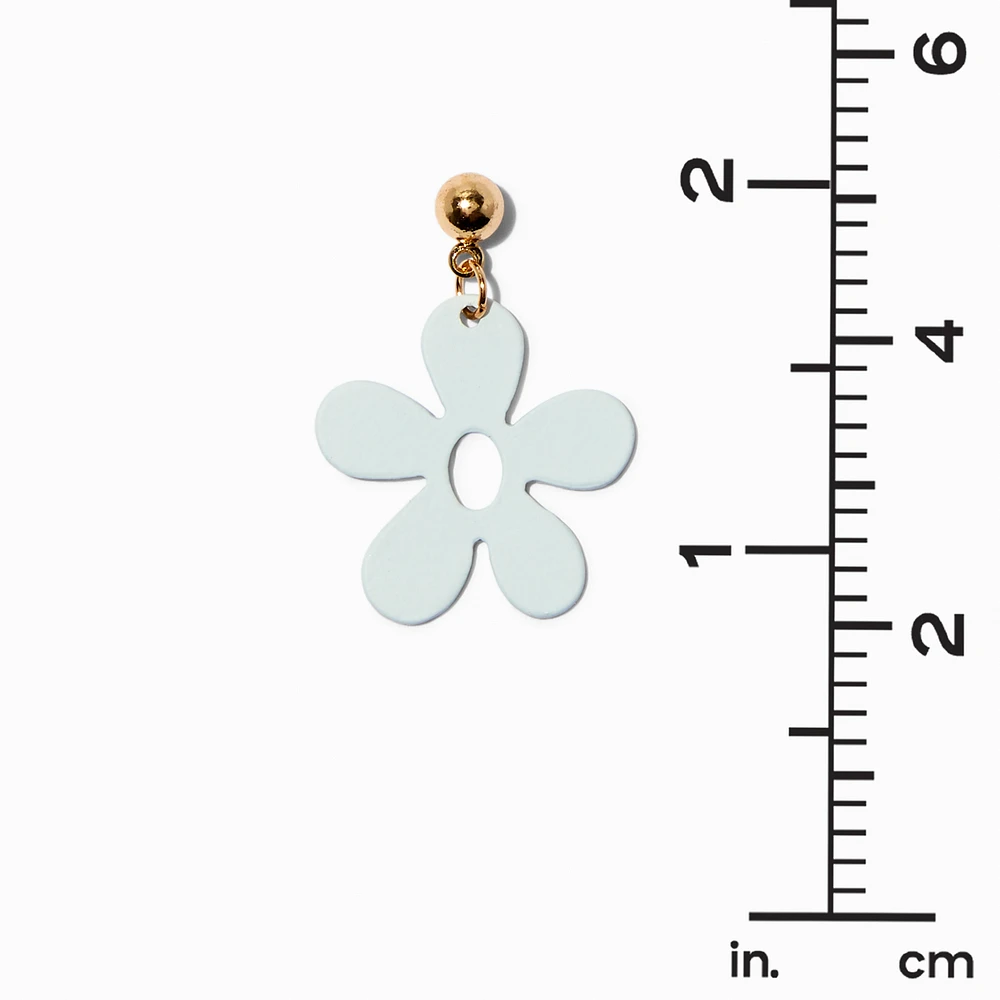 White Daisy 1" Drop Earrings