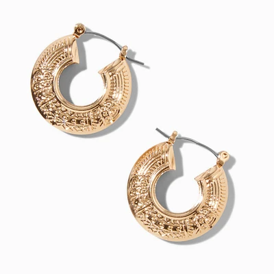 Gold-tone Textured Boho Hoop Earrings