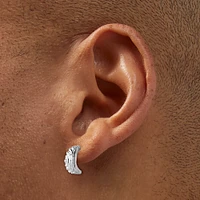 Silver-tone Textured Half Hoop Earrings