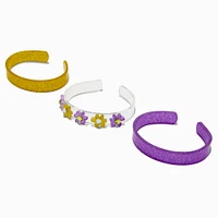 Claire's Club Purple Flower Bangle Bracelets - 3 Pack
