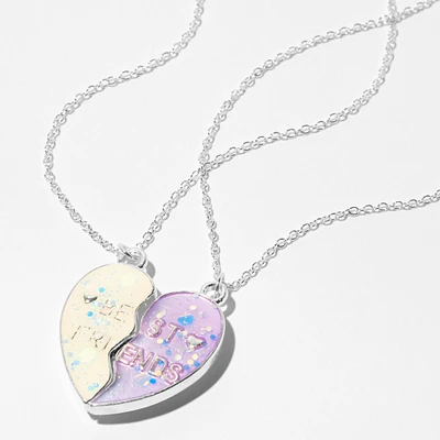 Best Friends Purple Glitter Color-Changing Split Heart Necklaces - 2 Pack