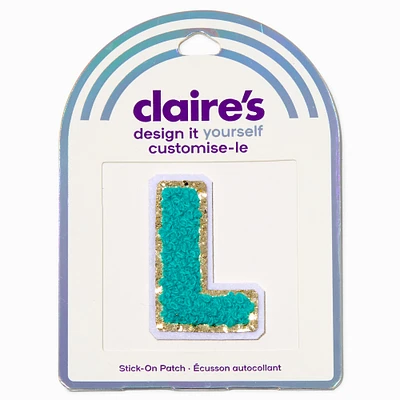Teal L Initial Stick-On Patch