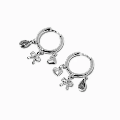 Silver-tone Charm 16mm Clicker Hoop Earrings