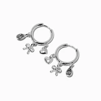 Silver-tone Charm 16mm Clicker Hoop Earrings