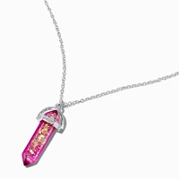 UV Color-Changing Glitter Clear Mystical Pendant Necklace