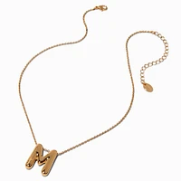 Gold-tone Bubble Initial Pendant Necklace - M