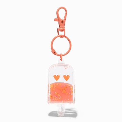 Orange Ice Pop Water-Filled Glitter Keychain