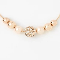 Rose Gold-tone Crystal Fireball & Pearl Bolo Bracelet