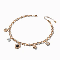 Gold-tone Retro Charm Necklace 