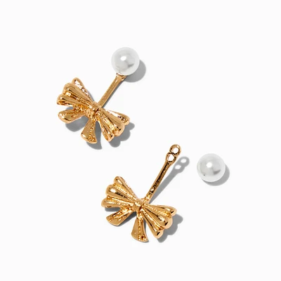 Pearl & Bow Front & Back Earrings