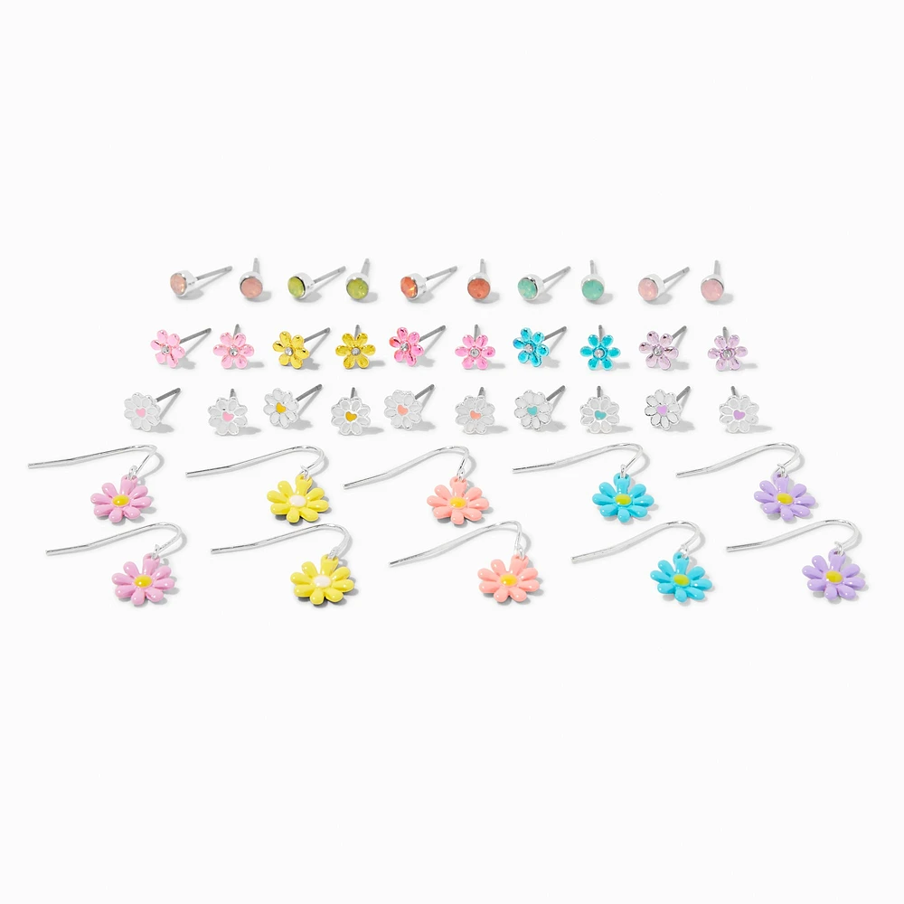 Spring Flowers Mixed Earring Set - 20 Pack