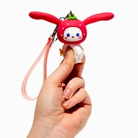 Strawberry Bunny Ears Wristlet Keychain