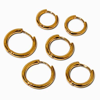C LUXE by Claire's 18kt Gold Plated 8mm, 10mm, & 12mm Hoop Earrings - 3 Pack