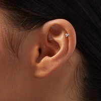 Gold-tone Stainless Steel Cubic Zirconia 18G Stud Threadless Cartilage Earrings - 5 Pack