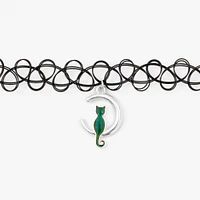 Black Cat Mood Tattoo Choker Necklace