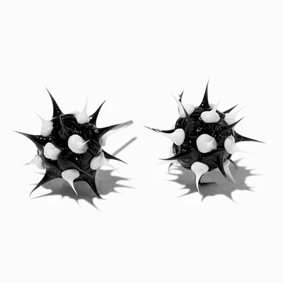 Black & White Rave Spike Burst Stud Earrings 